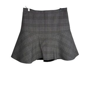 J Crew Black/White Gingham Flare Skirt Size 8 Preppy Academia Holiday Outfit